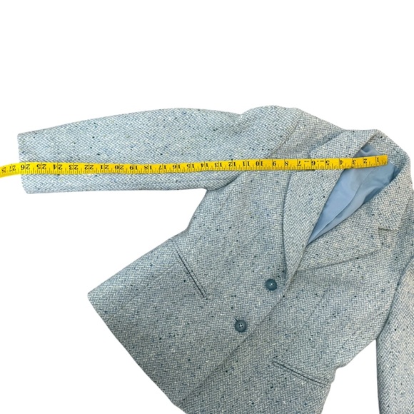 Talbots Wool Herringbone Blue Speckled Tweed Blazer size SM *See Measurements* - Picture 11 of 11